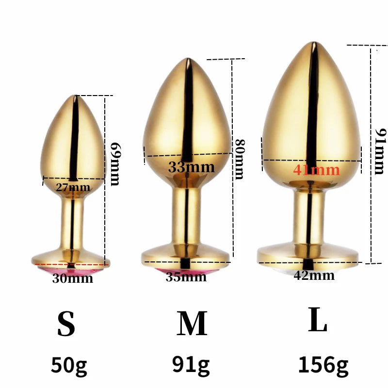 GildedGems™ by AfterGlow – Jeweled Gold Metal Butt Plug (3-Piece Set)