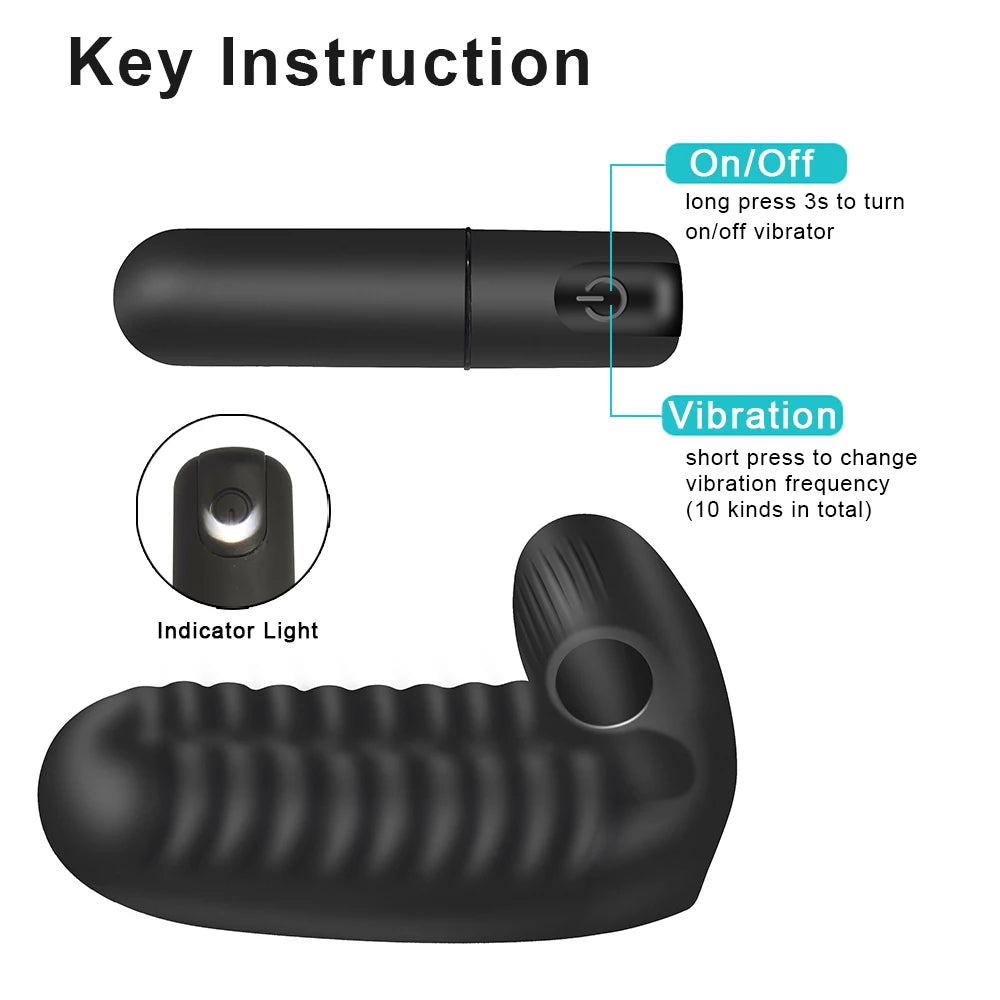 🖤 PulseGrip™ by AfterGlow™ – Dual-Point Finger Vibrator | G-Spot & Clit Stimulation Sleeve