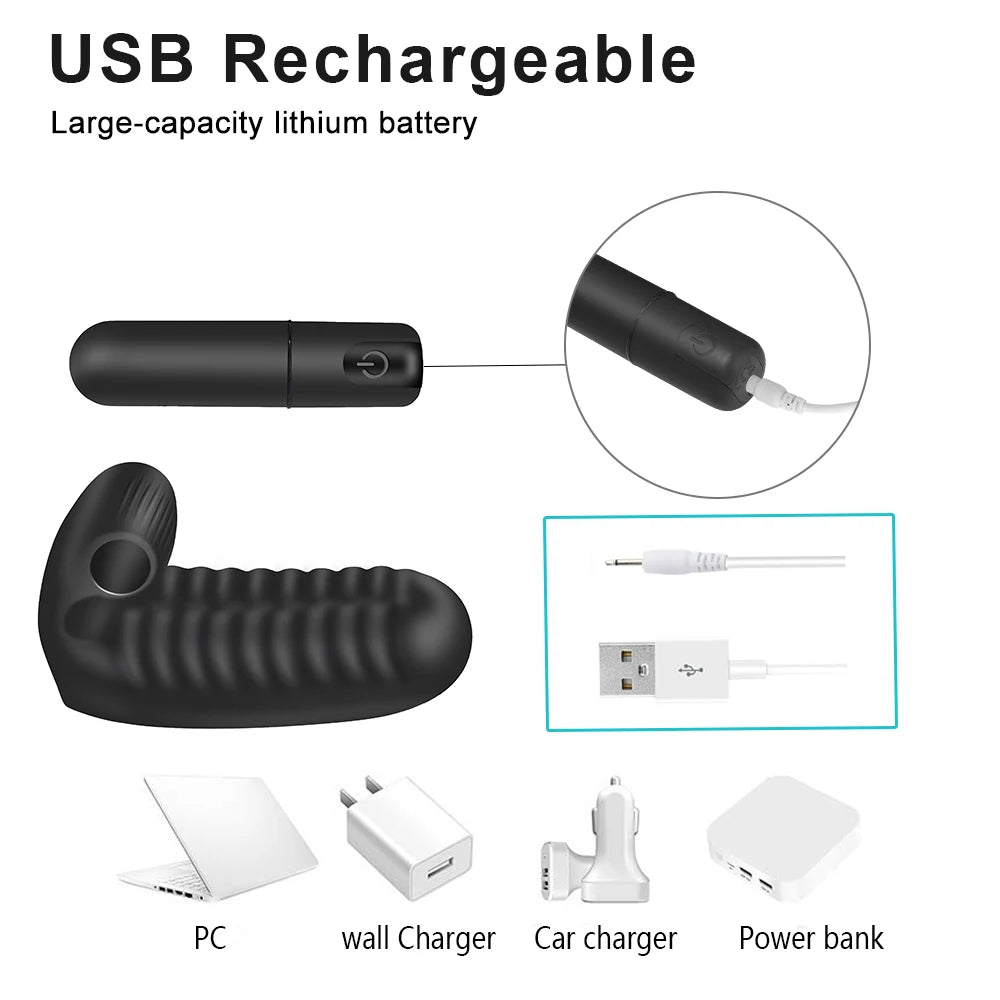 🖤 PulseGrip™ by AfterGlow™ – Dual-Point Finger Vibrator | G-Spot & Clit Stimulation Sleeve