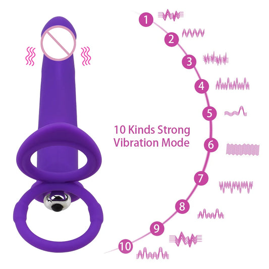 StrapSync™ Dual Vibrating Dildo Ring by AfterGlow™