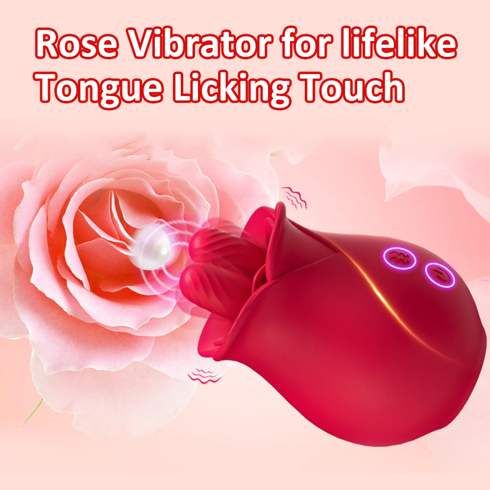 The Flutter by AfterGlow™ –  Rose Tongue Licking Vibrator – 10-Mode Wiggling Clit & Nipple Teaser