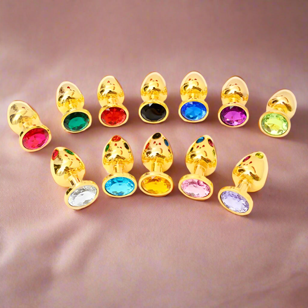 GildedGems™ by AfterGlow – Jeweled Gold Metal Butt Plug (3-Piece Set)
