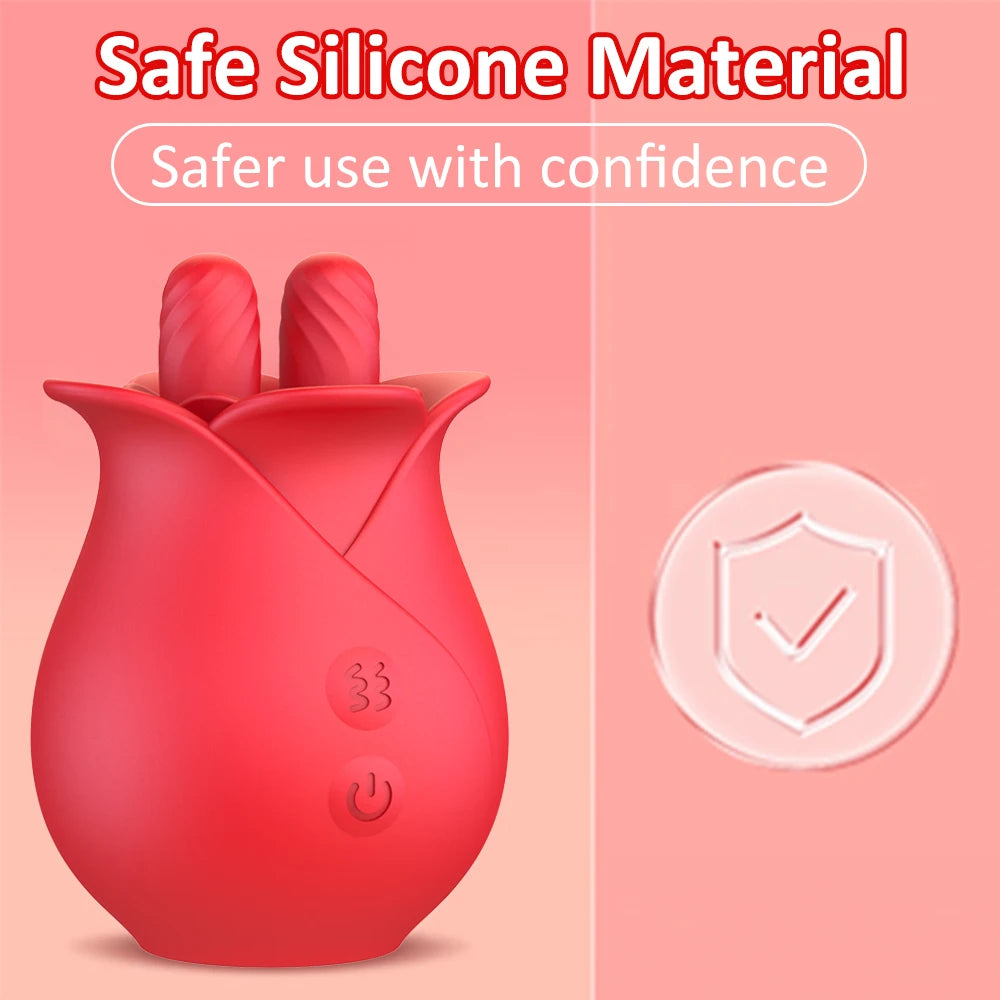 The Flutter by AfterGlow™ –  Rose Tongue Licking Vibrator – 10-Mode Wiggling Clit & Nipple Teaser