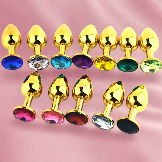GildedGems™ by AfterGlow – Jeweled Gold Metal Butt Plug (3-Piece Set)