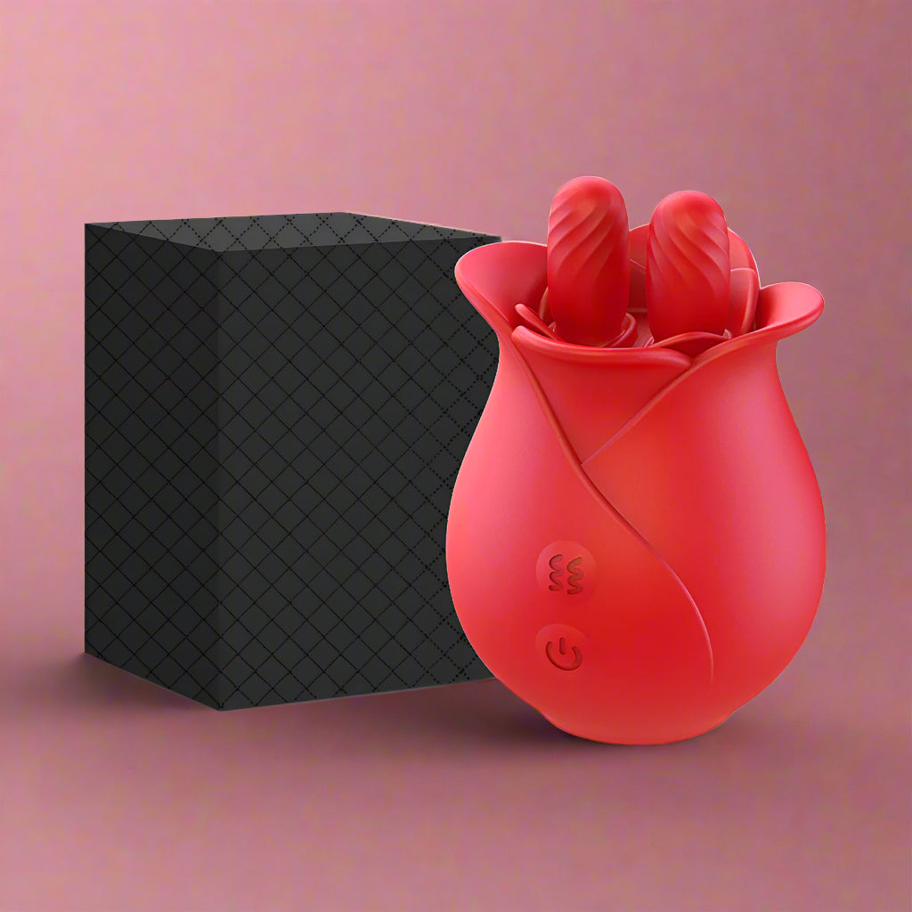 The Flutter by AfterGlow™ –  Rose Tongue Licking Vibrator – 10-Mode Wiggling Clit & Nipple Teaser