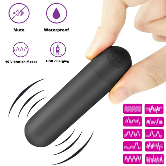 💖 MiniGlow Bullet Vibrator by AfterGlow™ – 10-Mode USB Rechargeable Clit Stimulator
