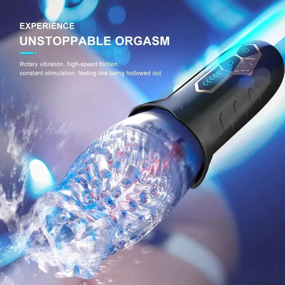 VortexGrip™ by AfterGlow™ – 360° Rotating Masturbator Cup – 10 Vibes & Bi-Directional Stimulation