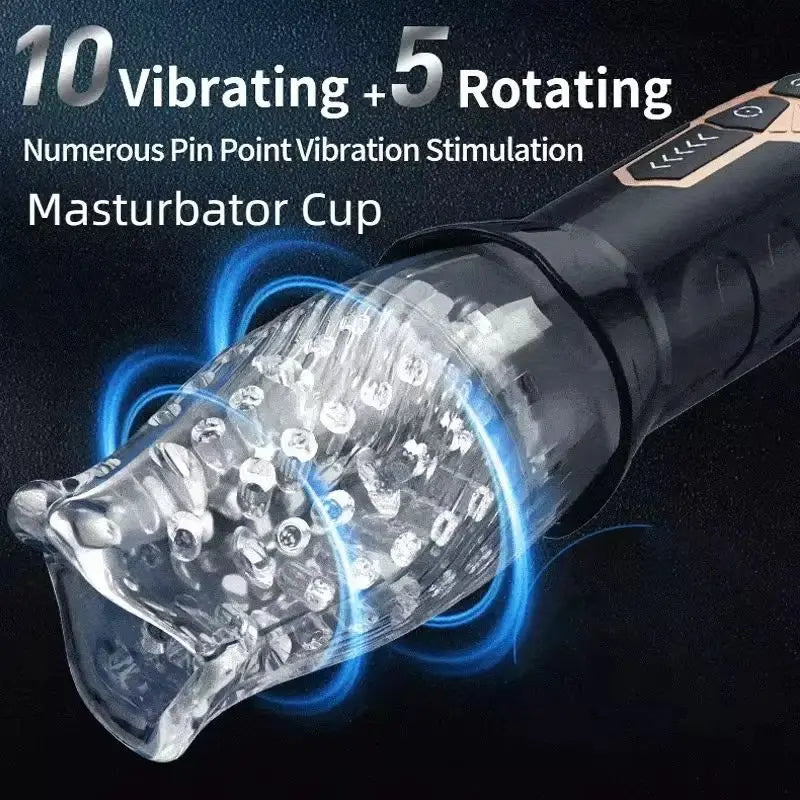 VortexGrip™ by AfterGlow™ – 360° Rotating Masturbator Cup – 10 Vibes & Bi-Directional Stimulation