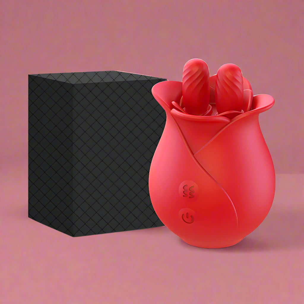 The Flutter by AfterGlow™ –  Rose Tongue Licking Vibrator – 10-Mode Wiggling Clit & Nipple Teaser