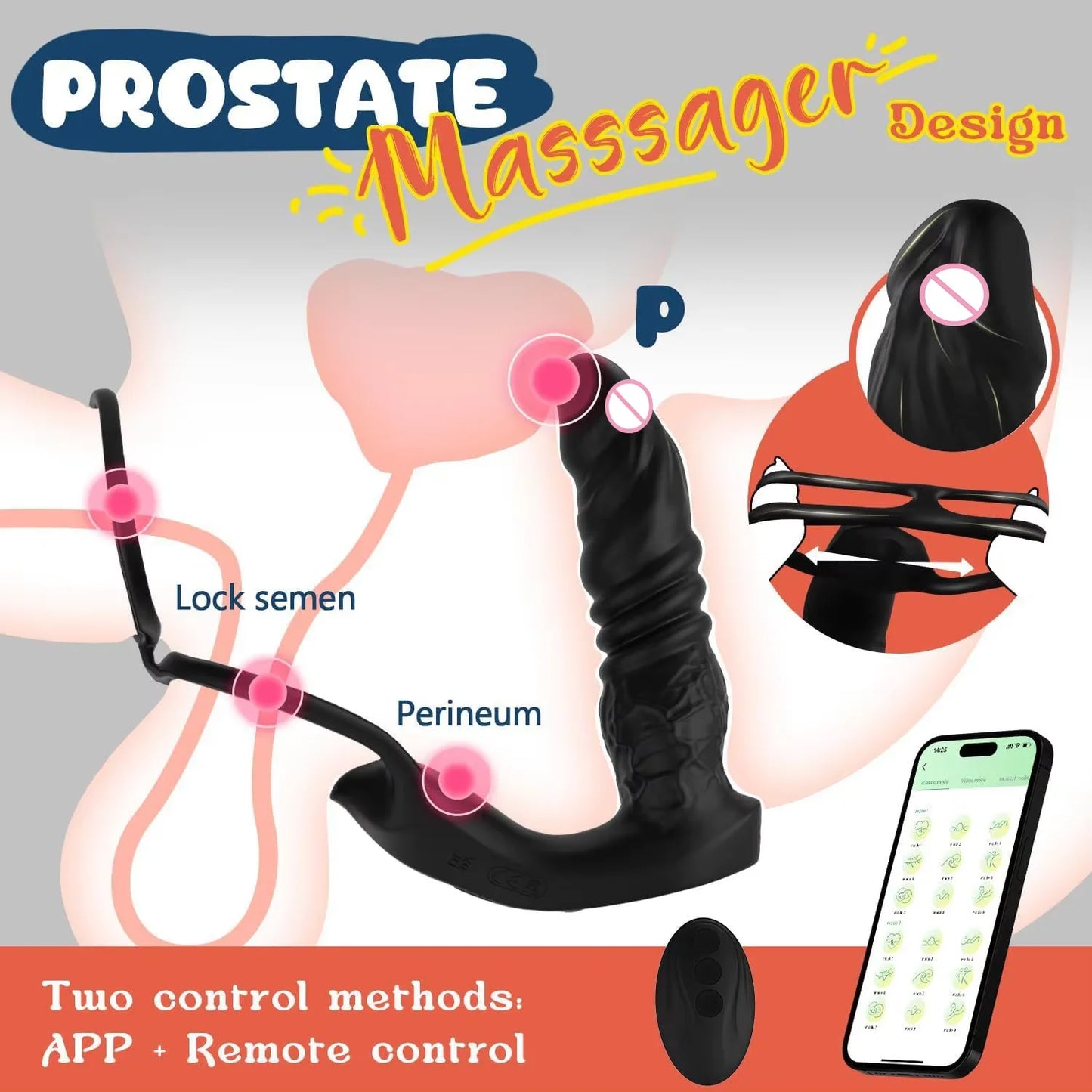 🖤 TitanPulse™ by AfterGlow – 9-Mode Bluetooth Prostate Thrusting Vibrator with Cock Ring & Dual Motors