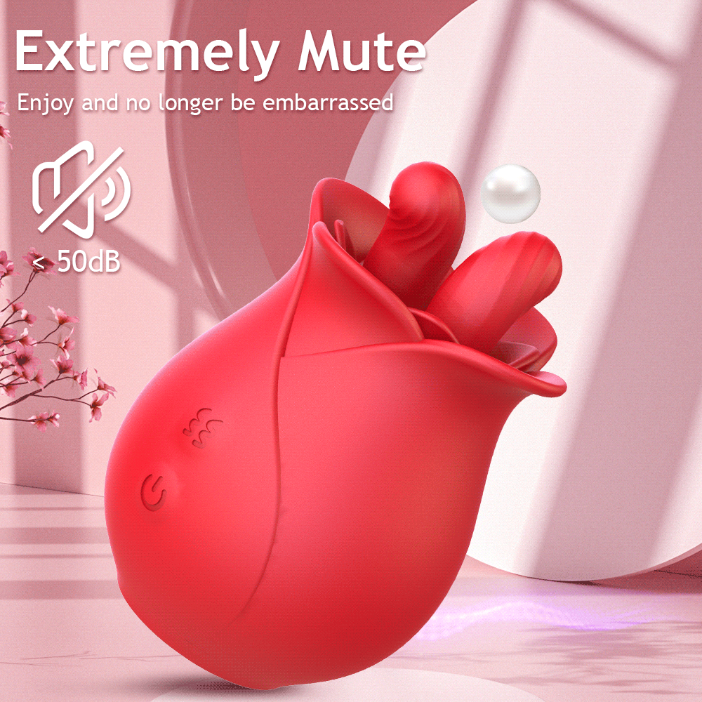 The Flutter by AfterGlow™ –  Rose Tongue Licking Vibrator – 10-Mode Wiggling Clit & Nipple Teaser