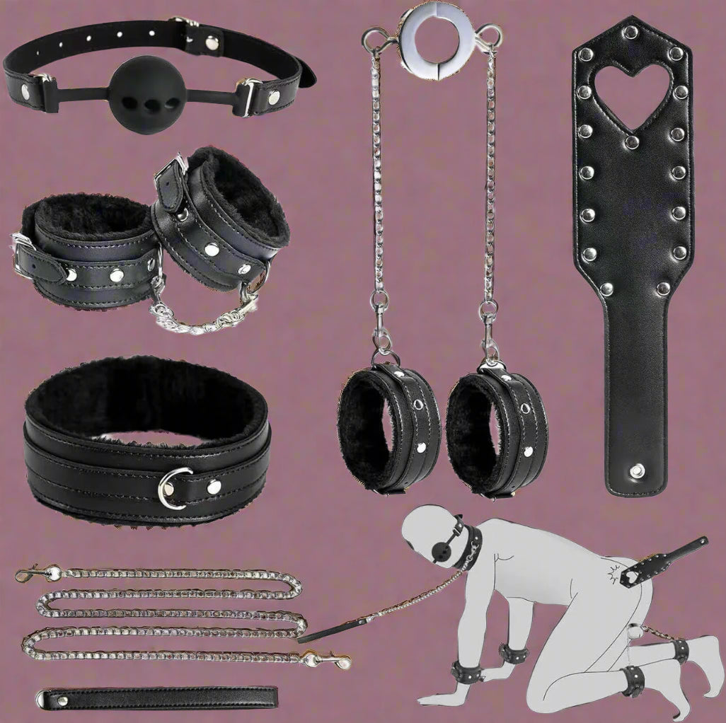 🖤 DomiLuxe™ by AfterGlow – 9-Piece BDSM Essentials Kit