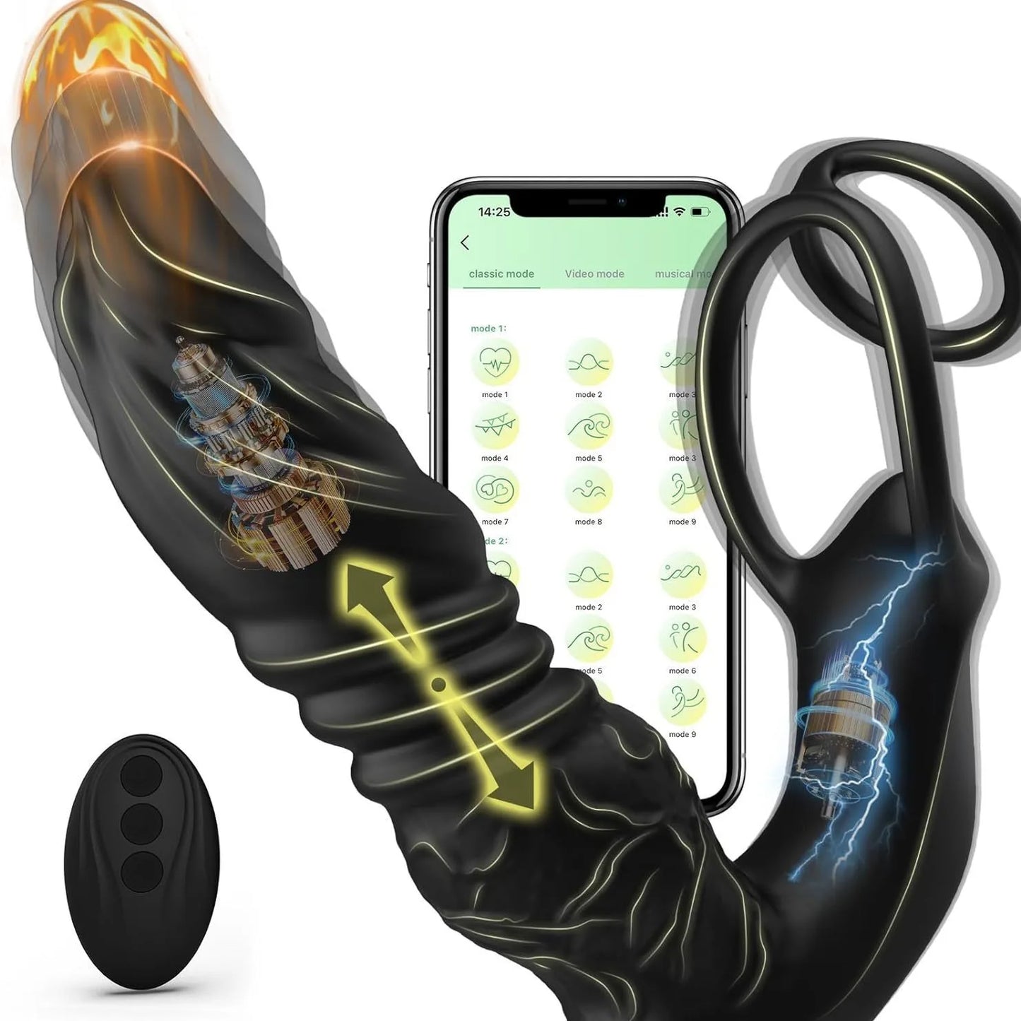 🖤 TitanPulse™ by AfterGlow – 9-Mode Bluetooth Prostate Thrusting Vibrator with Cock Ring & Dual Motors