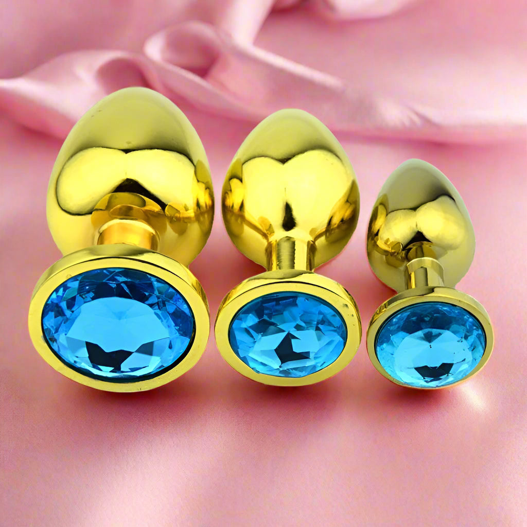 GildedGems™ by AfterGlow – Jeweled Gold Metal Butt Plug (3-Piece Set)