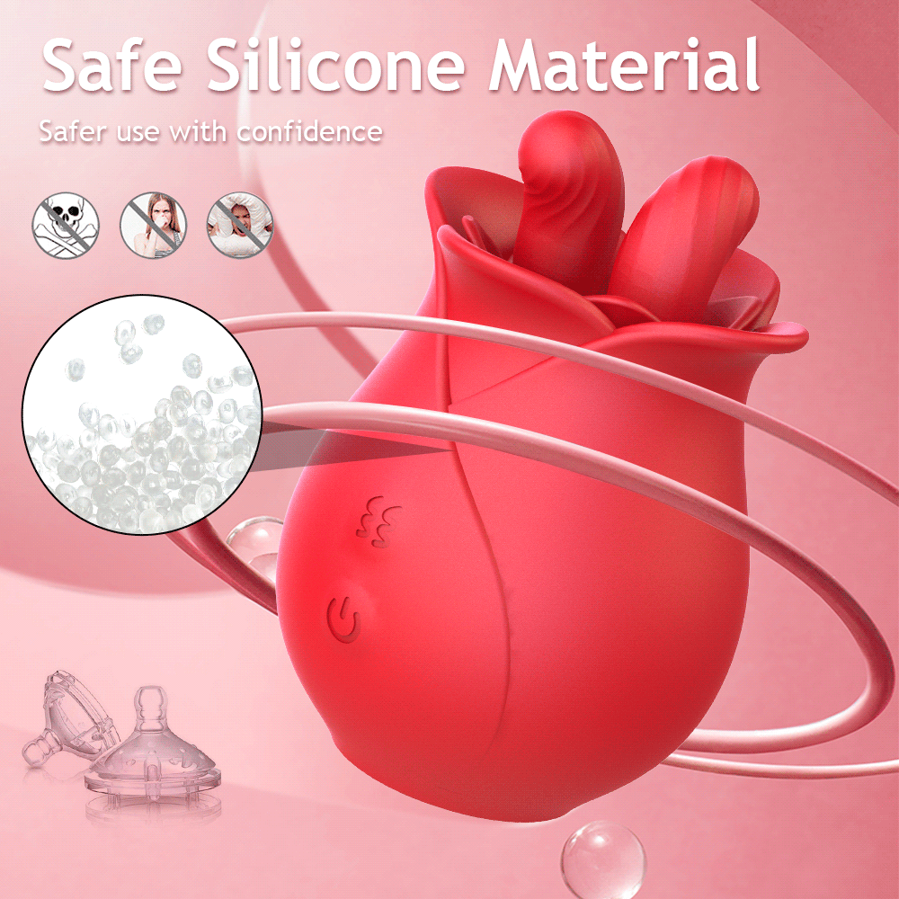 The Flutter by AfterGlow™ –  Rose Tongue Licking Vibrator – 10-Mode Wiggling Clit & Nipple Teaser