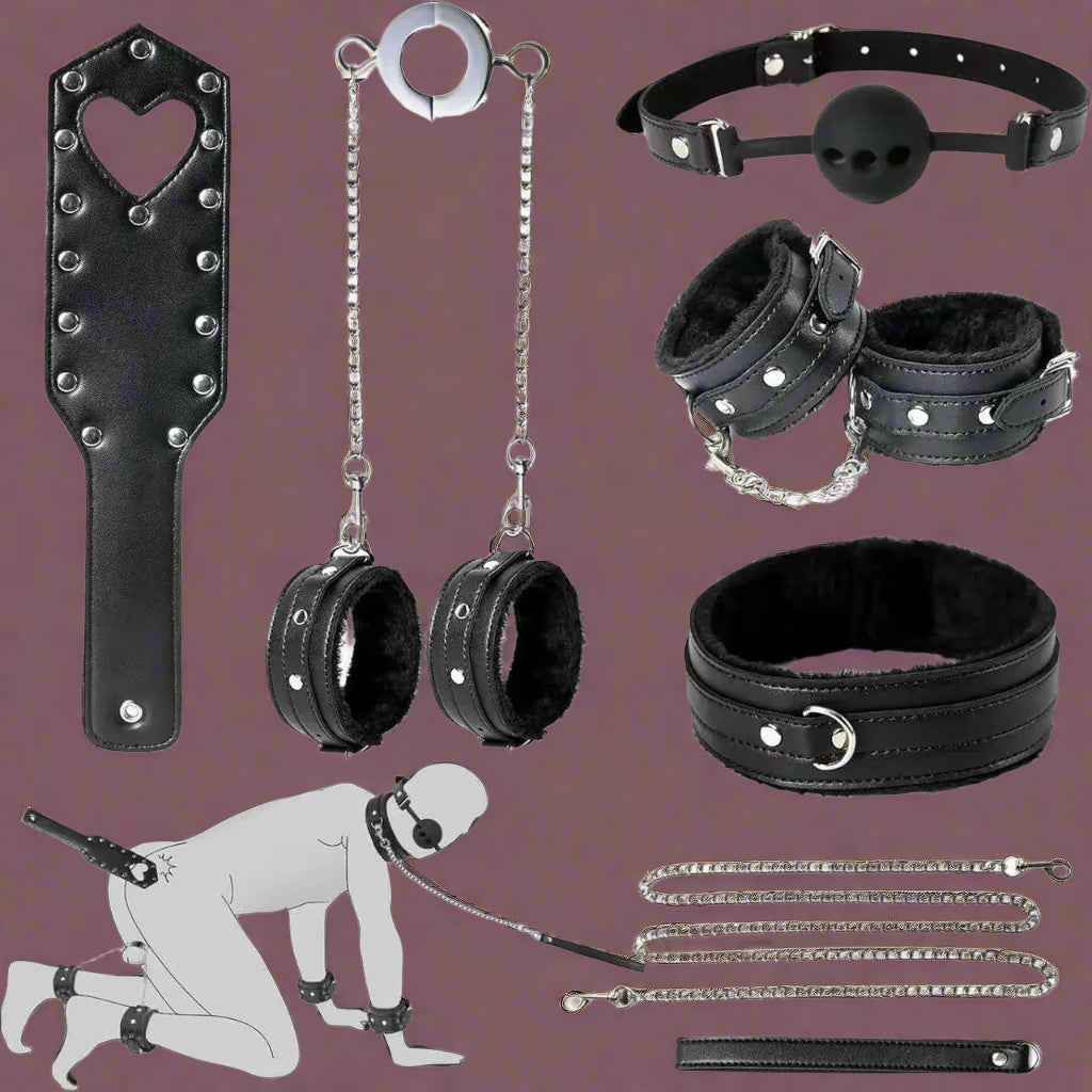 🖤 DomiLuxe™ by AfterGlow – 9-Piece BDSM Essentials Kit