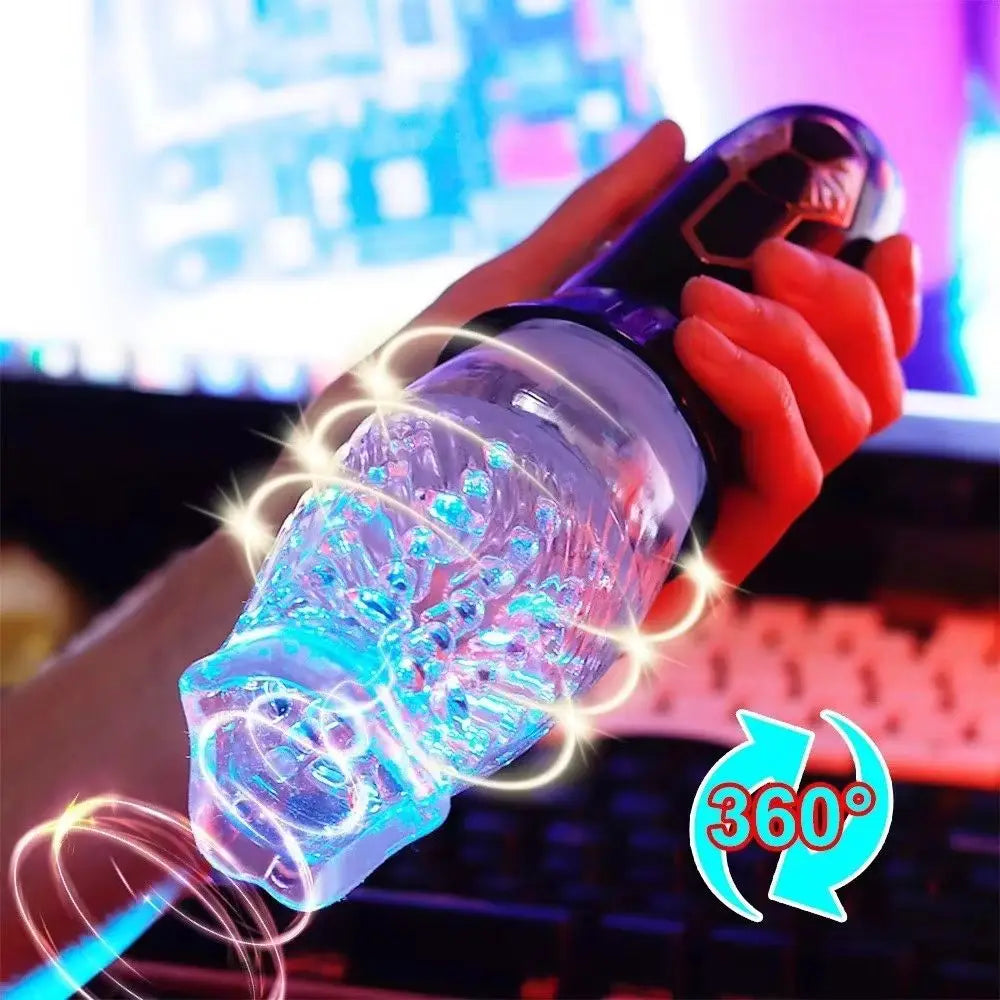 VortexGrip™ by AfterGlow™ – 360° Rotating Masturbator Cup – 10 Vibes & Bi-Directional Stimulation