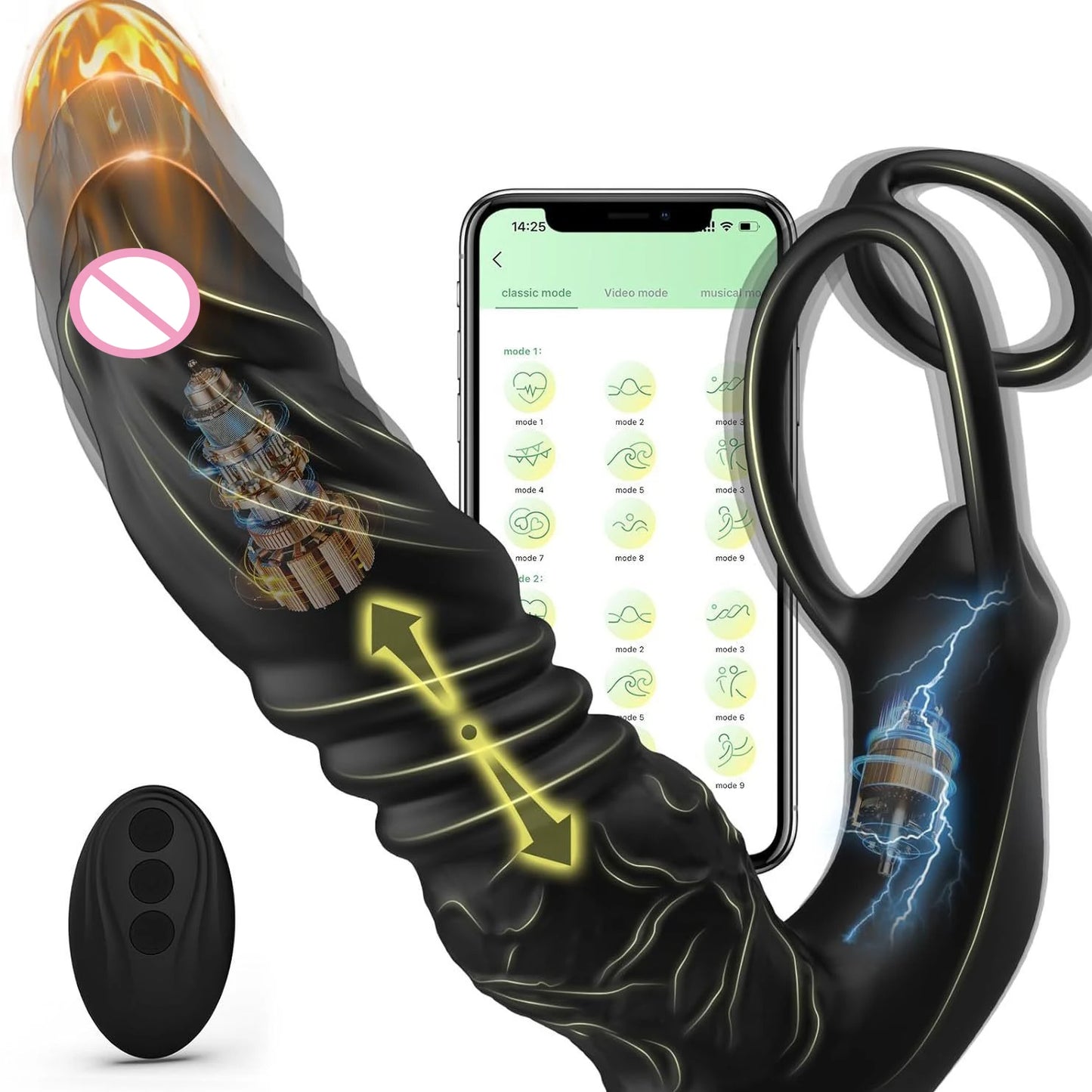 🖤 TitanPulse™ by AfterGlow – 9-Mode Bluetooth Prostate Thrusting Vibrator with Cock Ring & Dual Motors